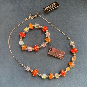 Facets 5th Avenue Art Glass Necklace & Bracelet Set NWT